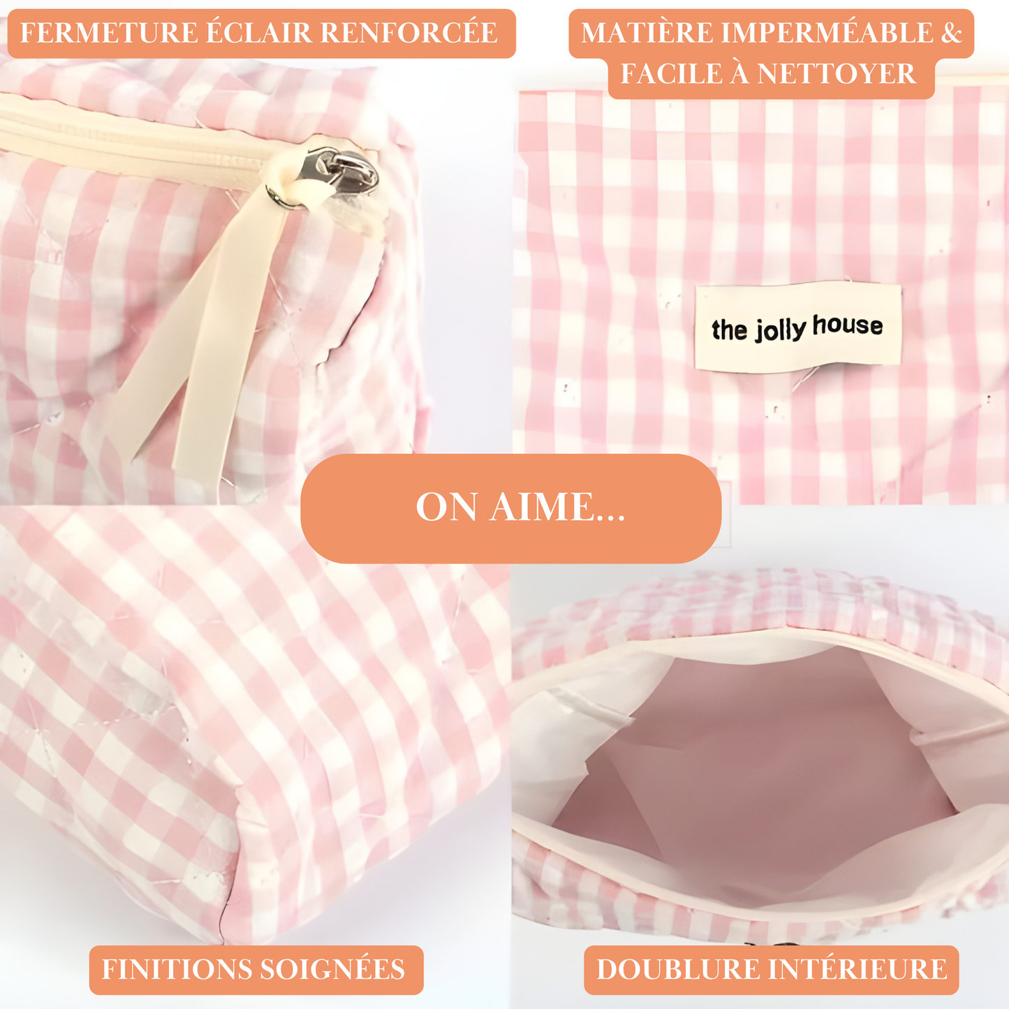 Pochette de rangement rose